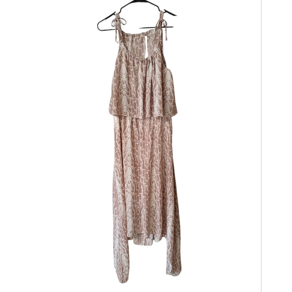 Anthropologie Cream Snakeskin Print Spaghetti Strap Dress With Bows - Picture 2 of 5